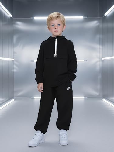 Image of Kids Boys Clothes Color Blocking Hoodie Sweatshirts and Pant 2Pcs Fall Outfits Set Size 5-10