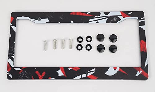 Rhetter Shinia Black License Plate Frames with Red Accents #TOP18