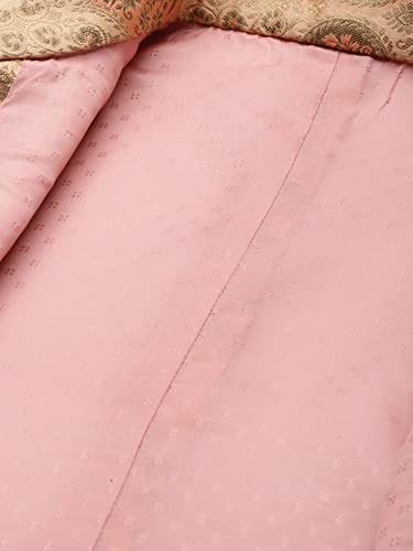 Image of MANQ Men Fawn Woven Jaquard Silk Nehru Jacket