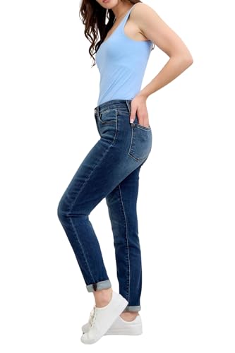 Judy Blue Classic Mid Rise Medium Wash Cuffed Slim Fit Jeans3