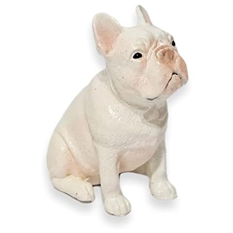 WitnyStore 1" Tall Miniature White French Bulldog Figurine Realistic Collectibles Resin Bull Dog Dollhouse Replica Animals Statue Hand Painted Pet Polyresin Figure Decor Cover