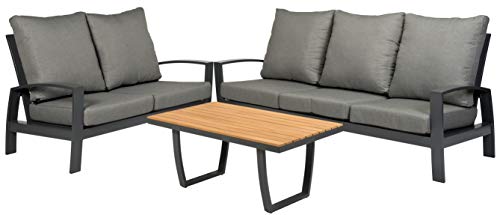 Atlantis Biarritz #1 1x sofa for 2-persons, 1x sofa for 3-persons, 1x FSC teak wood table, 10x Olefin cushions Aluminium Lounge Set Garden Furniture Lounge Set Garden Lounge Set