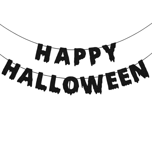 Bannière Happy Halloween noir guirlande murale et accessoire fête octobre