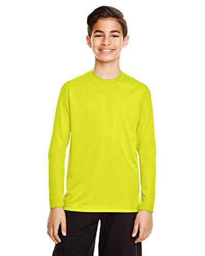 Team 365 Youth Zone Performance Long-Sleeve T-Shirt M SAFETY YELLOW