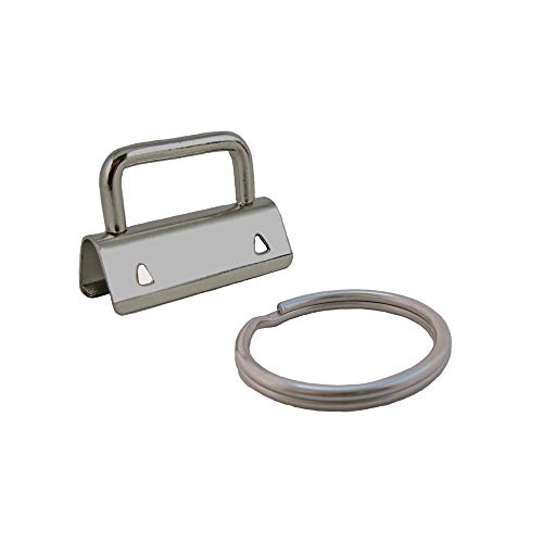 25 Key Fob Hardware with Key Rings Sets - 1" or 1.25" - PICK COLOR (1.25", Nickel)