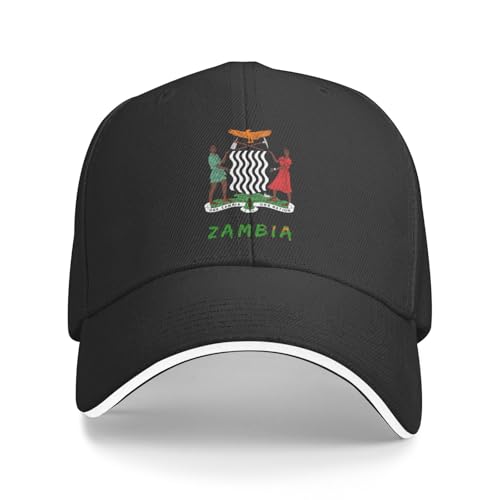 KWQDOZF Casquette de Baseball Unisexe aux Armoiries de la Zambie et au Drapeau zambien, Ajustable, lavée, Style Golf.