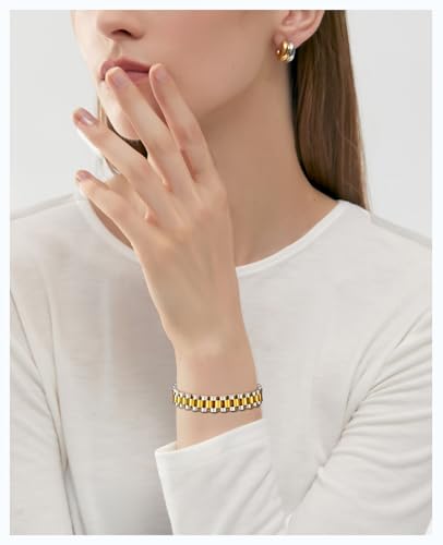 Yowivon Gold Bangles for Women, Adjustable Open Cuff Bracelets Statement Minimalist Chunky Bracelet Fashion Jewelry Accessories Gifts3