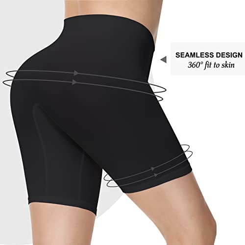 Yeblues Slip Shorts Womens Seamless Boyshorts Panties For Under Dress,Soft High Waist Yoga Bike Shorts(Black,Xxx-Large) #TOP2