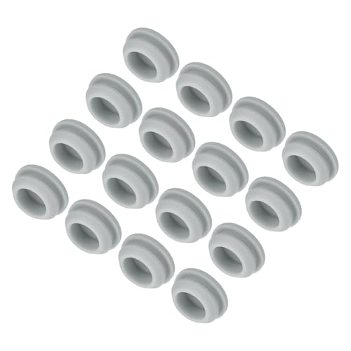 Image of MECCANIXITY 16pcs Silicone Snap in Locking Hole Plugs,14mm /0.6 Inch Mounting Diameter Narrow Groove Width 2mm Panel Seal Cover Round for Kitchen Bulkheads Waterproof Sealing Plugs Grey