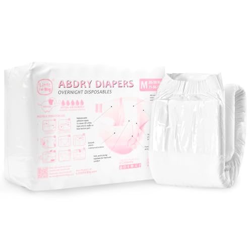 LittleForBig 6500 ml Adjustable Tapes Adult Diaper 10 Pieces - ABDry Ultra Absorbent Diapers White (M)