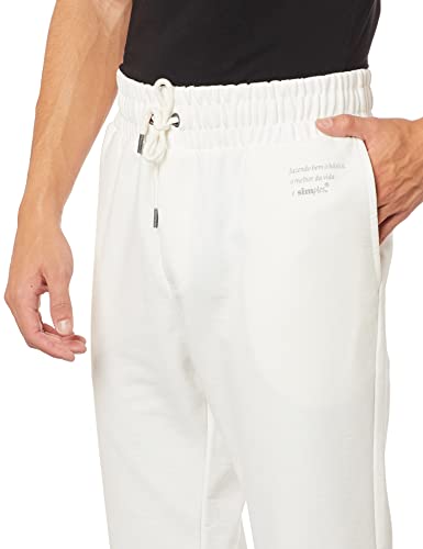 Calca Moletom Simples, Simples, Masculino, Off White, P