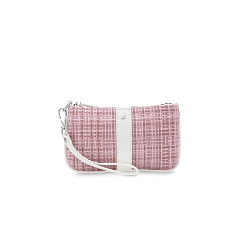 Image of Fastrack Women's Basketweave Wristlet | Top Zip Closure, Inner Utility Pocket | Textured Fabric Wristlet, Faux-leather accented | 6 Months Warranty