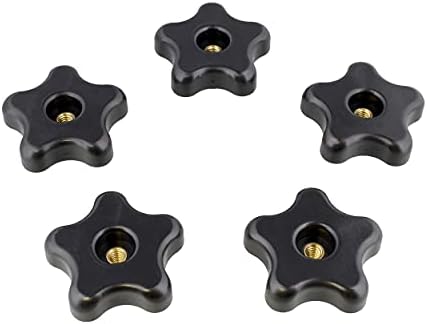 DCT 5 Star Knobs 5-Pack 1/4in-20 Internal Threaded Knob Clamping Knob Jig Knobs – T Knob Plastic Knobs, Threaded Knobs
