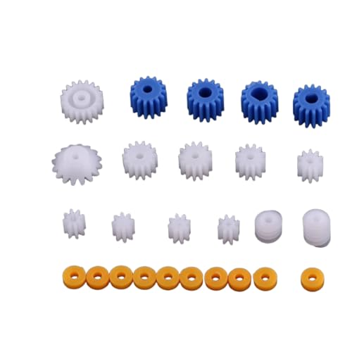 Walfront 26pcs Plastic Spindle Gear Set Assorted Plastic Shaft for Aircraft Car Model DIY Robot Gear Kit White Blue Spindle Gears 2MM/2.3MM/3MM/3.17MM/4MM