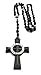 GWOOD Veritas Aequitas Metal Pendant with 32 Inch Plus 2 1/2 Inch Drop Rosary Necklace Gunmetal with Silver Color
