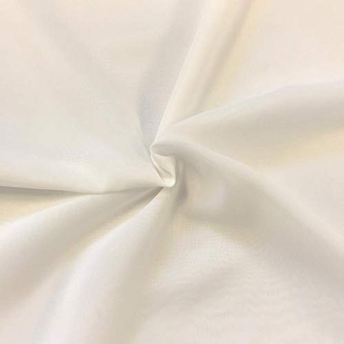 Valentina Textile Inc Solid Chiffon Fabric Polyester Dress Sheer 58/60" Wide by The Yard(5 Yard, Off White)