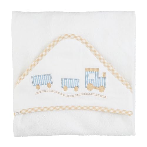 Image of Mud Pie Kids Train Hooded Towel; 30 inch X 30 inch