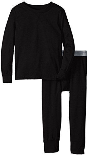 Fruit of the Loom Boys' Little Active Performance Thermal Underwear Set, Rich Black, 6/7