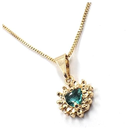 Colar Cordão Feminino Ponto de Luz Coração Banhado A Ouro (Verde)