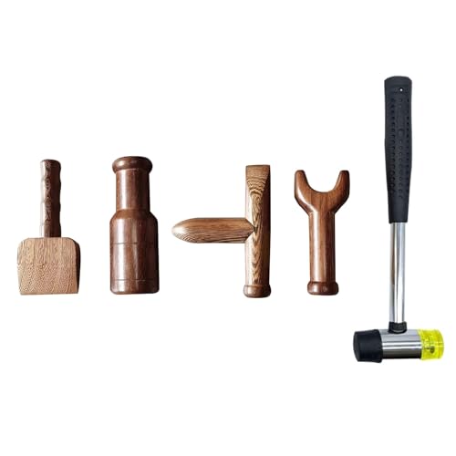 Taeoksn Fisioterapia quiropráctica para Uso doméstico, Juego de Herramientas de Masaje quiropráctico para Columna de Madera,Masaje cómodo, relaja Tus músculos(5 pcs)