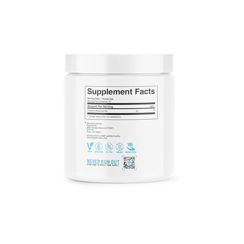 Image of Swolverine Creatine Monohydrate Powder - 5g Micronized Creatine, Third-Party Tested, Single-Ingredient, Supports Muscle Strength, Power, Recovery & High-Intensity Performance, 30 Servings, Unflavored