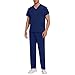 Scrubs Set for Men Nurse Uniform Classic V-Neck Stretch Top & Jogger Pants with Multi Pocket for Nurse Workwear