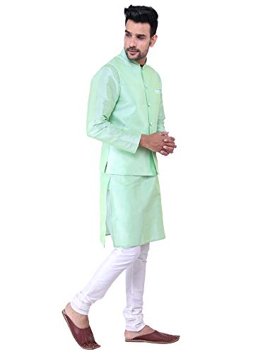 Image of Sadree Silk Men's Kurta Pajama Waistcoat or Nehru Jacket Set