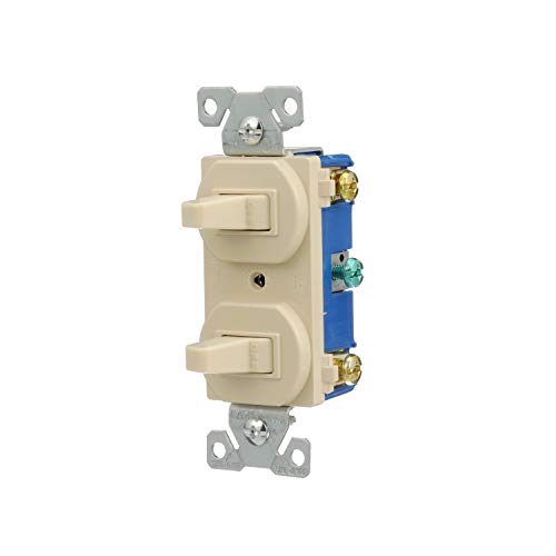 Eaton 271V-Box Arrow Hart 271V Duplex Grounding Toggle Switch, 120/277 Vac, 15 A, 1 Pole, Ivory #TOP1