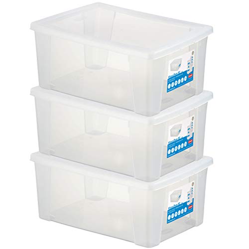 Pack de 3 cajas con tapa de 15 L, 39 x 29 x 17 cm, transparentes