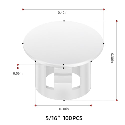 Image of 100PCS 5 /16 inch White Plastic Plugs Hole, Round PA66 Plug Furniture Hole Decorative Cover