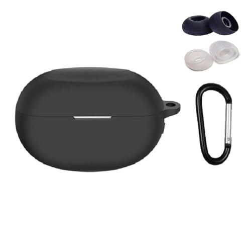 Image of Printme Silicone Protective Cover Case for Realme Buds Air 5 Pro Earphone Case with Hook Keychain [Earbuds Not Included] (Black)