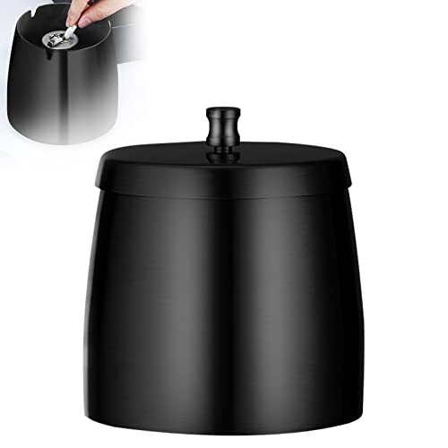 PIAZZA 6 Stück Aschenbecher Für Draußen, Rund, 10 Cm, Schwarz - Für Garten, Bar, Restaurant