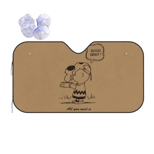 サンシェード スヌーピー アニメ 車 フロントサンシェード 遮光 断熱 カーシェード 日除け 紫外線対策 日除け折り畳み式 自動車 おしゃれ 車用品 140cmx76cm