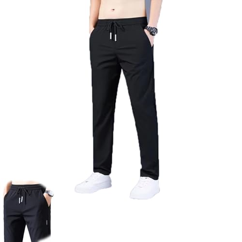 Meshirons - Ice Silk Mesh Panel Casual Pants,Quick Drying with Pockets Breathable,Comfort Tailored for Man