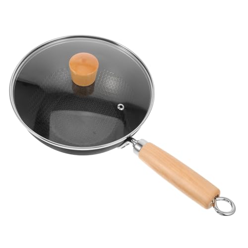 VICASKY Eisenpfanne mit Glasdeckel Antihaftbeschichteter Kleiner Wok für Gasherd Stabile