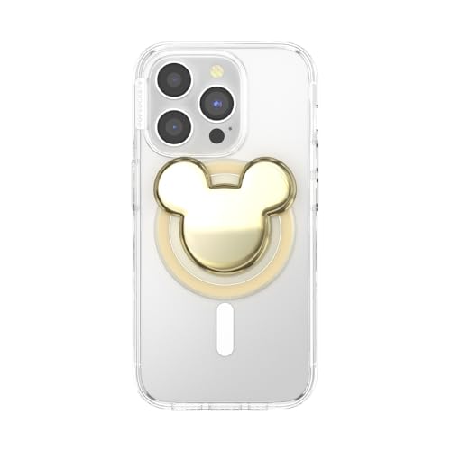 Image of PopSockets Round Phone Grip Compatible with MagSafe, Adapter Ring Included, Phone Holder, Wireless Charging Compatible - Gold Mickey Head