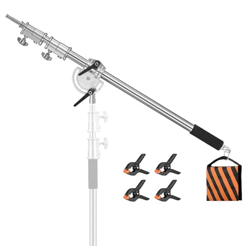 Soonpho Braccio di Estensione in Metallo per Stativo C, C Stand Pro Contrappeso Boom da 3,6 Piedi a 8,2 Piedi, Interfaccia Universale con Sacchetto di Sabbia per Riflettore Monoluce C Stand da Studio