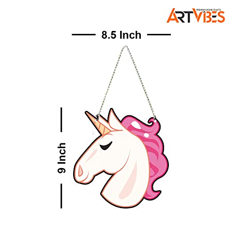 Image of Artvibes Unicorn Wall Hanger for Home Decor | Office | Living Room | Gifts | Wall Decorative Items for Bedroom | Door Hanging | Modern Decoration Items | Artworks Wall Hangings (WH 5510NN)