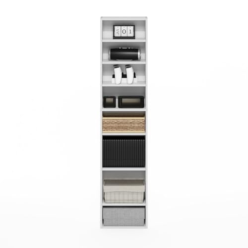Image of Furinno Indo DVD Shelf, 8-Tier CD Rack, Media Shelf with Adjustable Shelves, DVD Storage Cabinets for CD Bluray Game Disc, Easy Assembly, for Living Room, Home Office, White