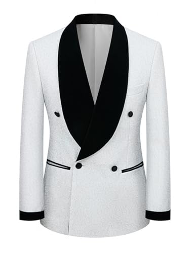 Veste de costume à double boutonnage en soie brillante et col châle