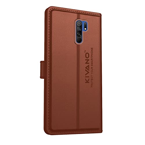 Image of KIVANO Compatible with Xiaomi Redmi 9 Prime /Poco M2 Flip Cover | Leather Finish | Inside Pockets & Inbuilt Stand | Shockproof Wallet Style Magnetic Closure Back Cover Case