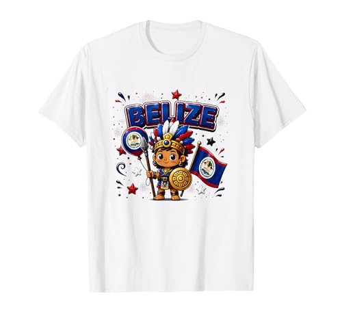 T-Shirt Drapeau du Belize, t-Shirt Belize, t-Shirt Belize pour Enfants T-Shirt