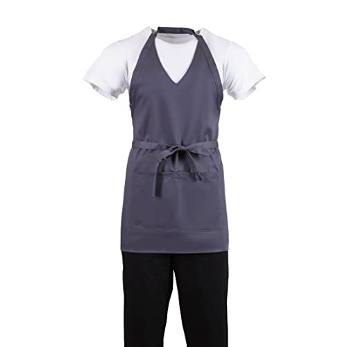 Whites Chefs Clothing B422 Latzschürze mit V-Ausschnitt, Grau