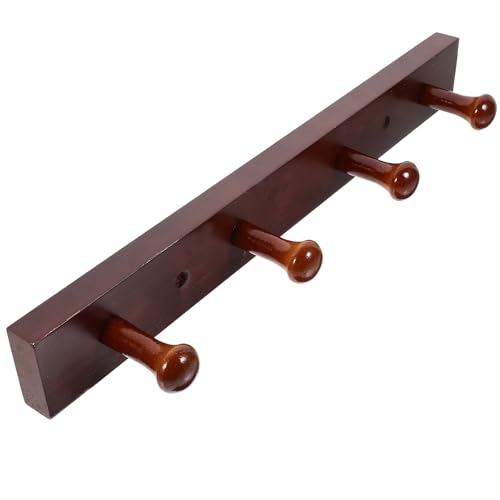 minkissy Perchero de Pared de Madera Marrón 4 Ganchos Diseño Vintage para Colgar Sombreros y Bufandas y Funcional Adecuado para