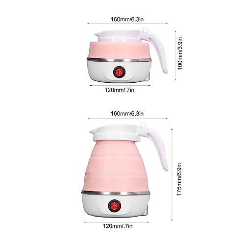 Hervidor eléctrico plegable portátil 0.6L rosa miniatura 3