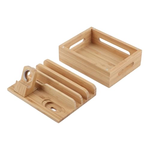 KAJHSTLOZ Bamboo Charging Storage Rack Mobile Phone Watch Rack Holder Organizer For Home Office Use