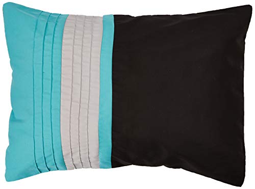 Chezmoi Collection Napa 7-Piece Luxury Leaves Scroll Embroidery Bedding Comforter Set (Queen, Teal/Gray/Black)
