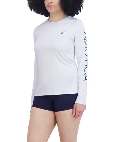 Image of Nautica Women's Long Sleeve Rashguard - Quick-Dry, UPF Protection, Swim Shirt, Pool, Beach, Hiking, Yoga, Volleyball