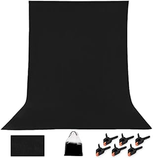 ROSNONG Black Backdrop 1.8×2.8m Photo Backdrop,Green Cloth Background,Thicken Foldable Green Screen Cloth Photo Backdrop,for Photo Wall Photo Studio Photography Background with 6 Piece Clips + 1 Bag