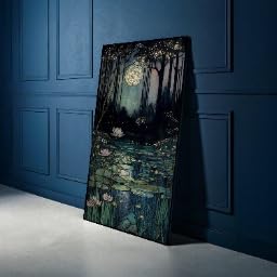 Scène de nature sombre sur toile paysage mystique et décor sous-bois mural